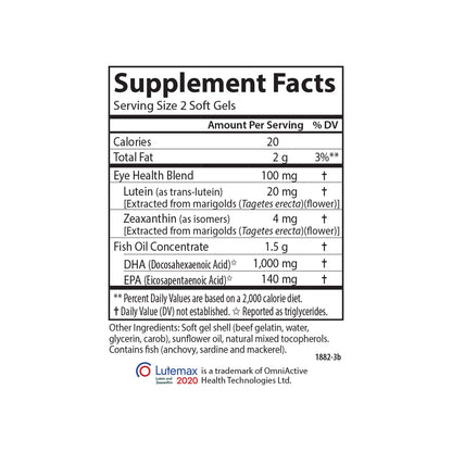 Carlson Super DHA Plus Lutein – 1000 mg DHA + 20 mg Lutein, 120 Softgels
