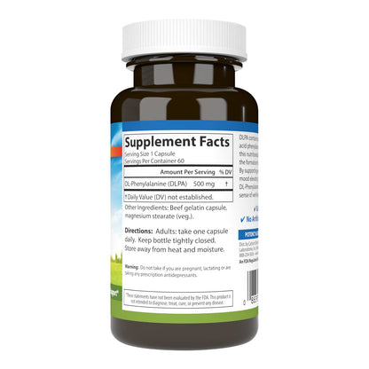 Carlson DLPA DL-Phenylalanine 500 mg – Mood & Cognitive Support (60 Capsules)