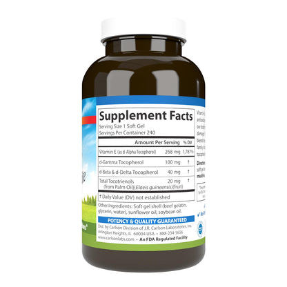 Carlson E-Gems Elite 400 IU Vitamin E | Heart Health & Antioxidant | 240 Softgels