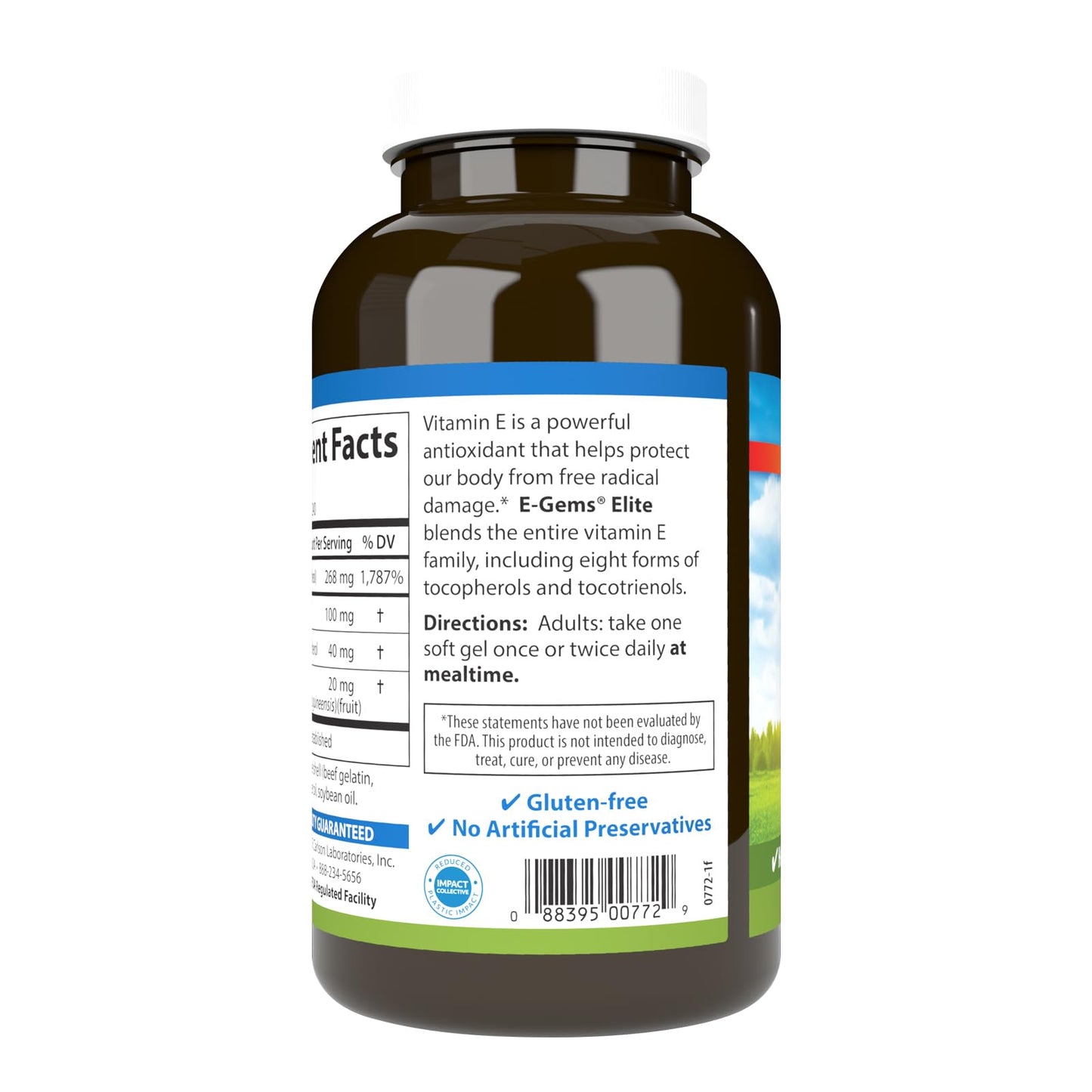 Carlson E-Gems Elite 400 IU Vitamin E | Heart Health & Antioxidant | 240 Softgels