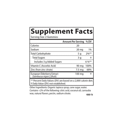 Carlson Black Elderberry Gummies with Vitamin C & Zinc | Immune Support - 60 Gummies