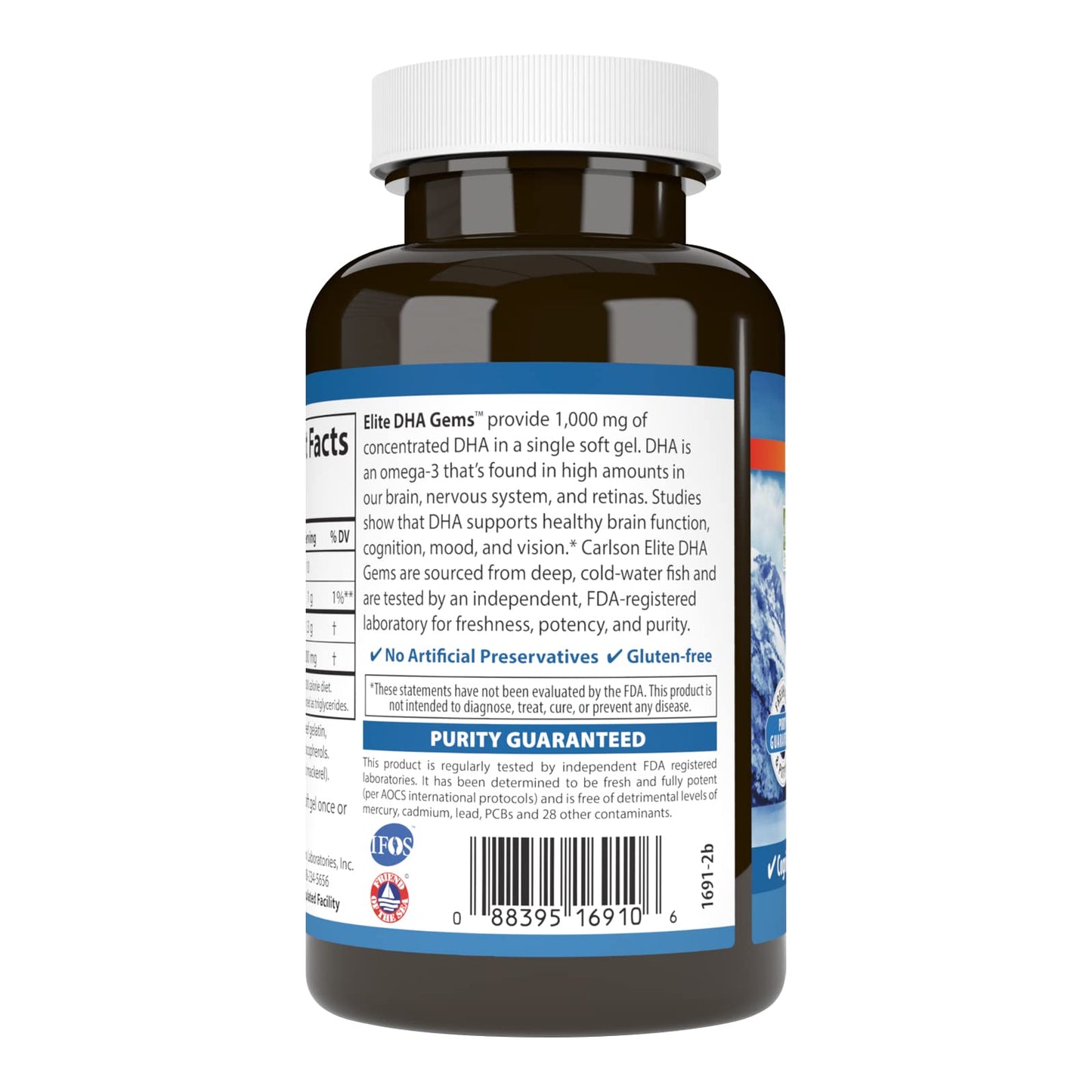 Carlson Elite DHA Gems 1000 mg DHA – Wild-Caught, Sustainably Sourced, 60 Softgels