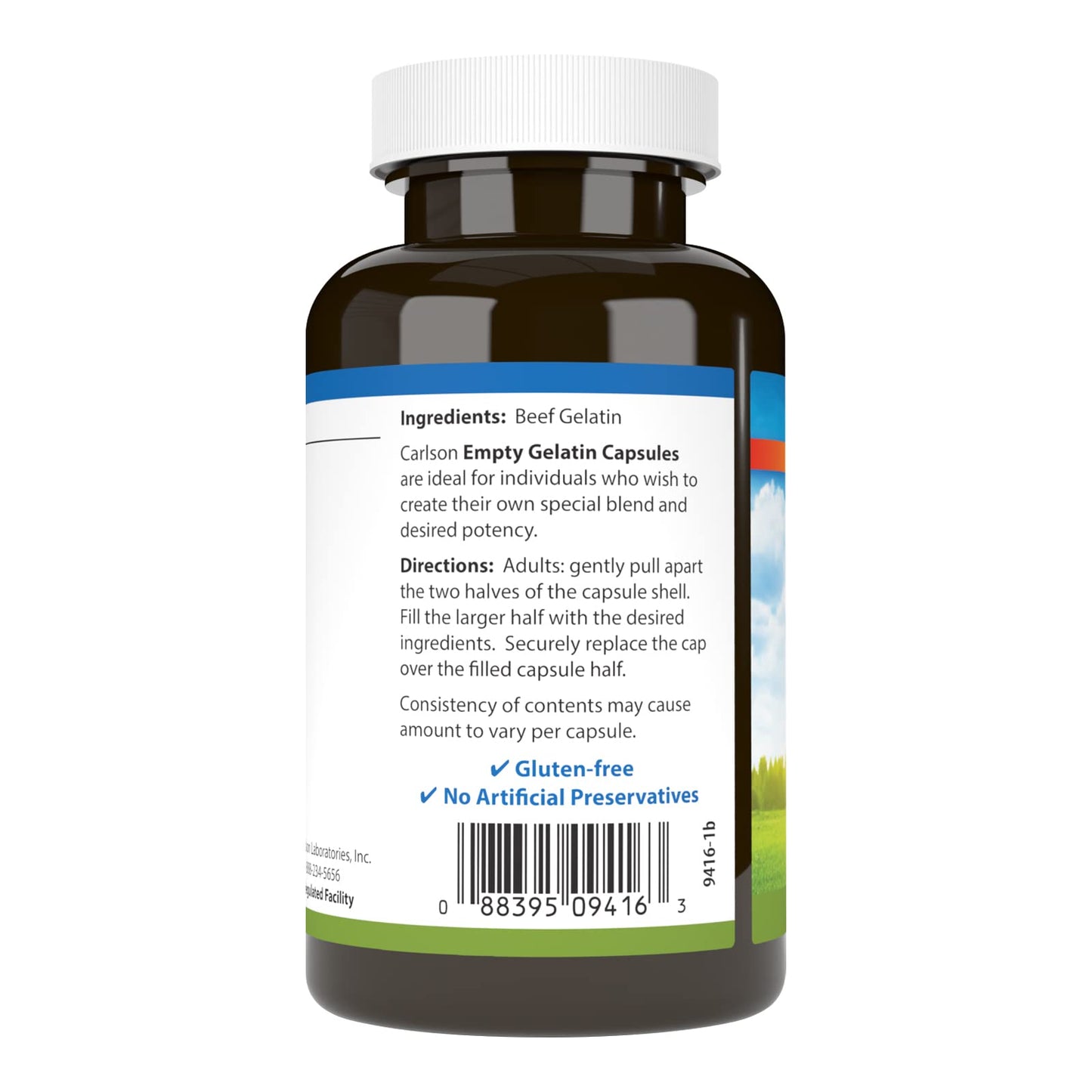 Carlson Empty Gelatin Capsules #2 (Size #2) – 200 Capsules