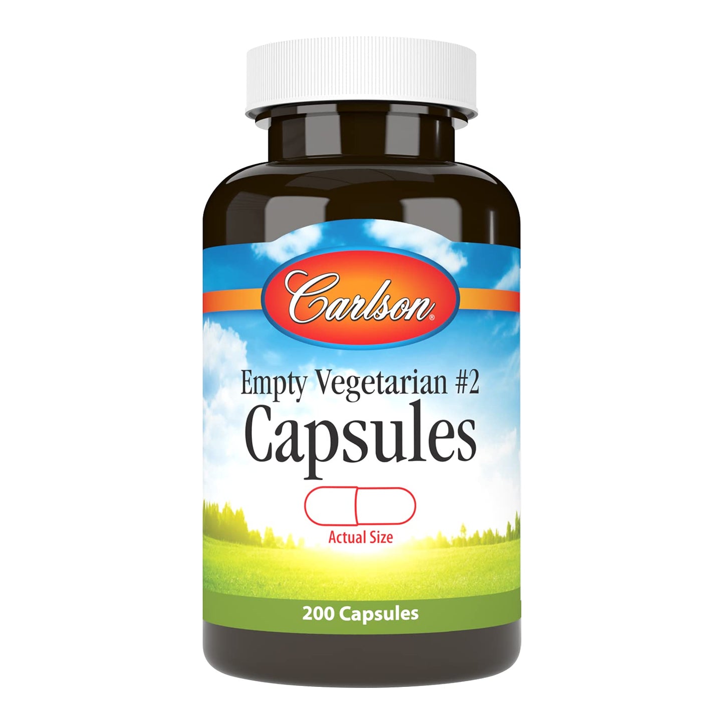 Carlson Empty Vegetarian #2 Capsules - 200 Count, Easy Fill & Screw Cap