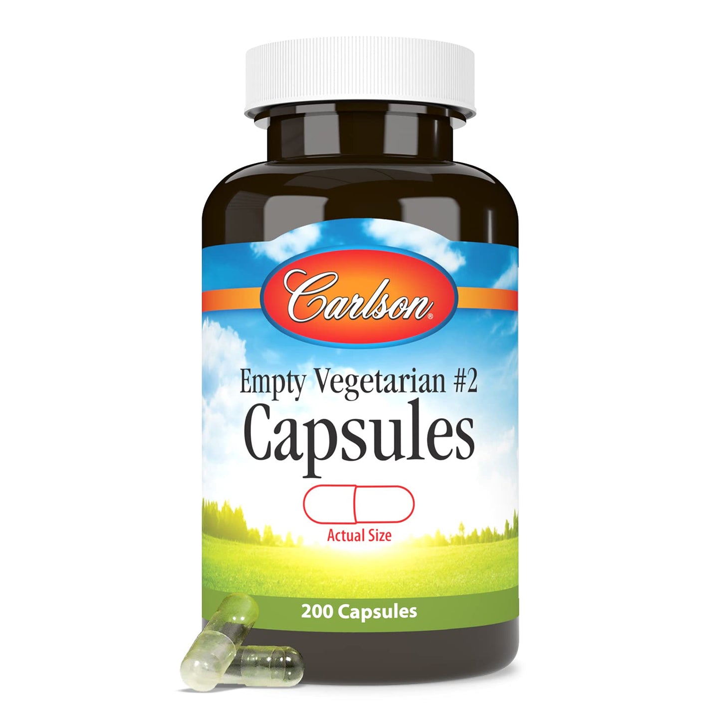 Carlson Empty Vegetarian #2 Capsules - 200 Count, Easy Fill & Screw Cap