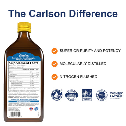 Carlson The Very Finest Fish Oil 1600 mg Omega-3s Lemon 16.9 oz