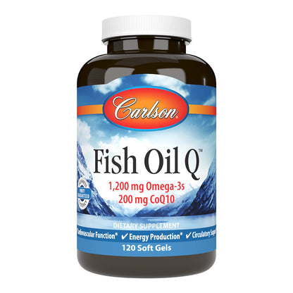 Carlson Fish Oil Q - 1200 mg Omega-3s + 200 mg CoQ10 | 120 Softgels