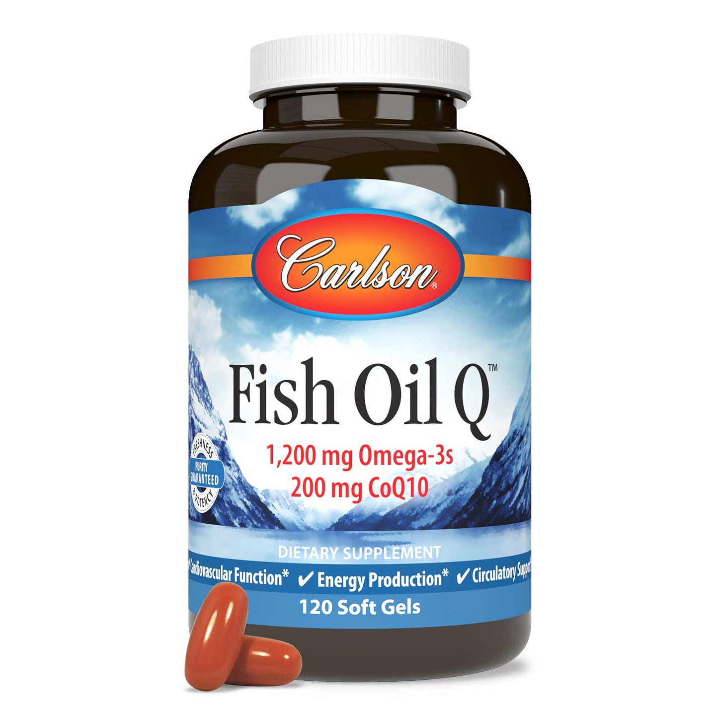 Carlson Fish Oil Q - 1200 mg Omega-3s + 200 mg CoQ10 | 120 Softgels