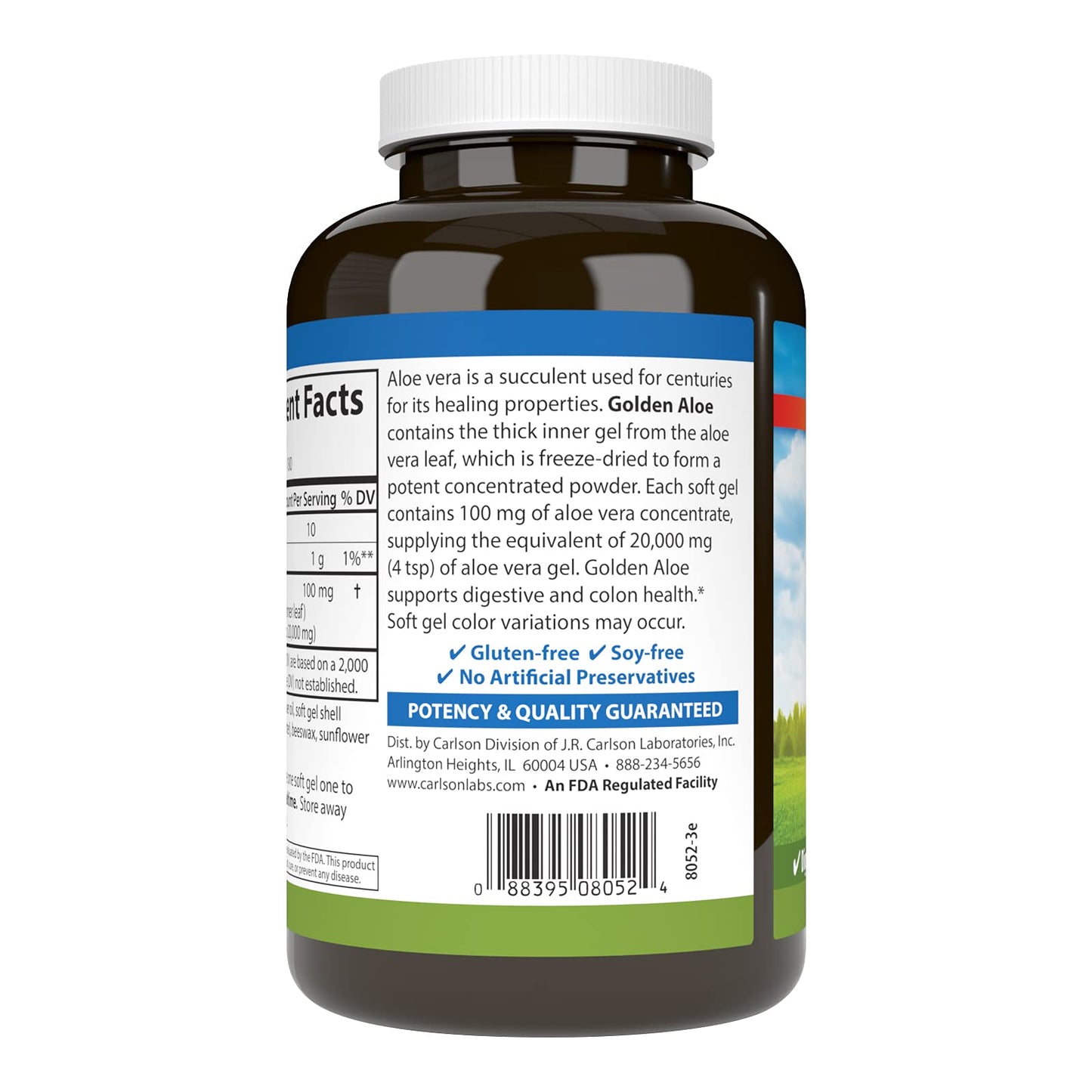 Carlson Golden Aloe 100 mg (200:1) Digestive Support & Colon Health – 180 Softgels