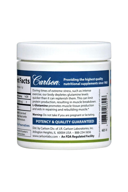 Carlson - L-Glutamine Powder, Free-Form Amino Acid, 3 g, Muscle Tissue Production & Function, Immune Support, 3.53 oz (100 g)