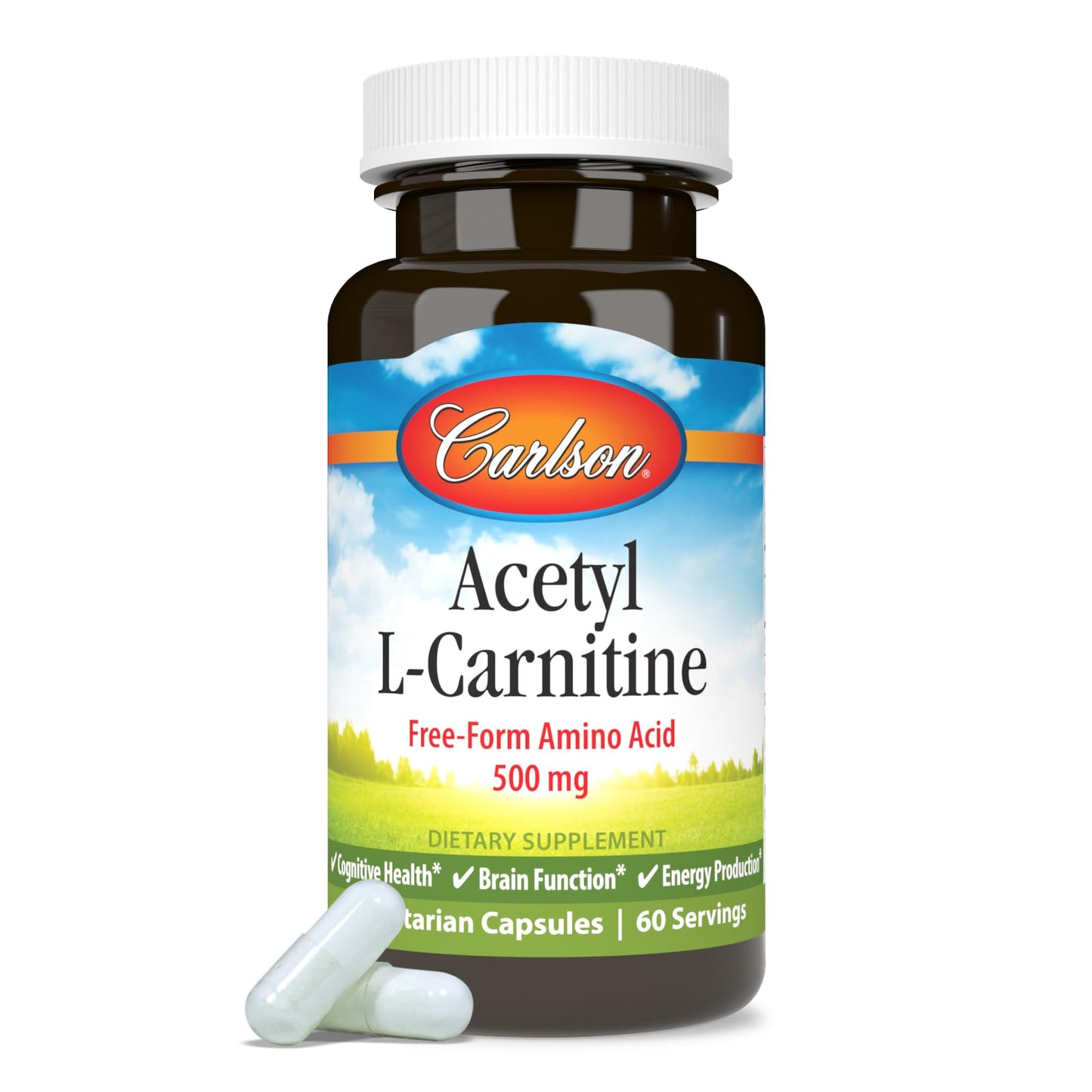 Carlson Labs Acetyl L-Carnitine 500mg | 60 Capsules – Cognitive Health & Heart Support