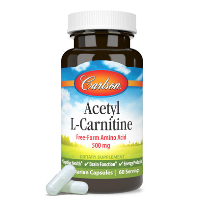 Carlson Labs Acetyl L-Carnitine 500mg | 60 Capsules – Cognitive Health & Heart Support