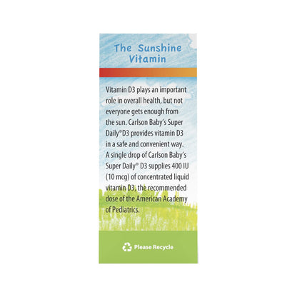 Carlson Laboratories Super Daily D3 for Baby, 0.086 Fl oz | Vitamin D3 Drops
