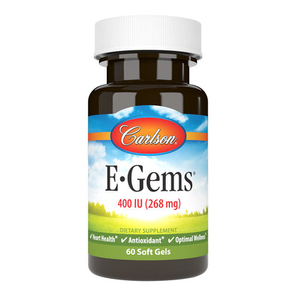 Carlson Labs E-Gems Natural Vitamin E 400 IU | 60 Softgels