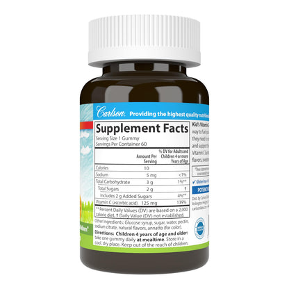 CARLSON LABS Kids Vitamin C Gummies, 60 CT | Immune Support for Kids