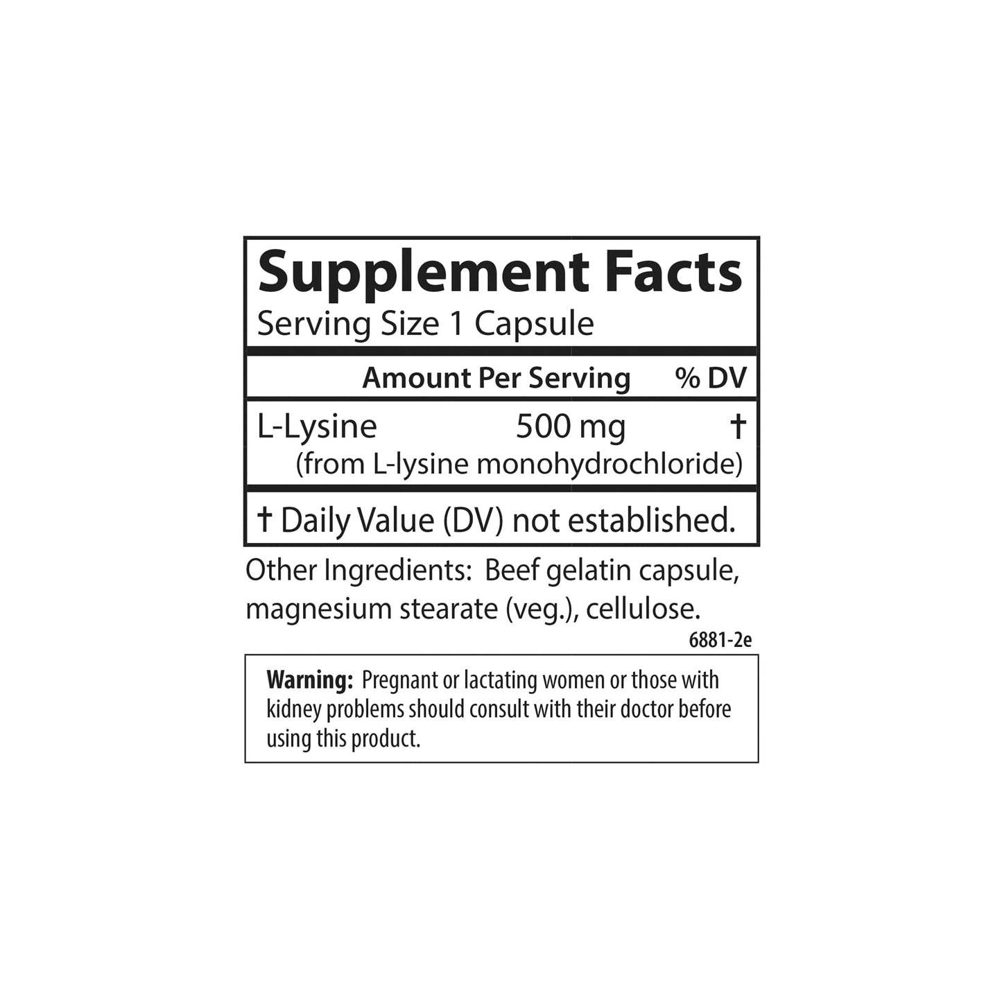 Carlson Labs L-Lysine, 500mg, 100 Capsules