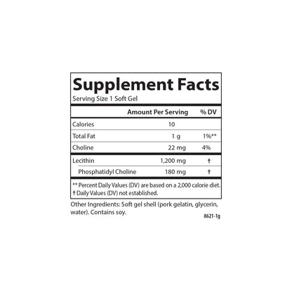 Carlson Lecithin 1200 mg Non-GMO - Nervous System & Liver Support | 100 Softgels (Pack of 2)