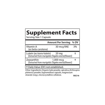 Carlson Lutein & Greens 20 mg - Vision Support & Eye Function - 180 Vegetarian Capsules