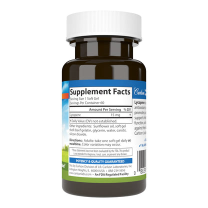 Carlson Lycopene 15 mg – Tomato-Free Prostate Health & Circulation Support (60 Softgels, Pack of 2)