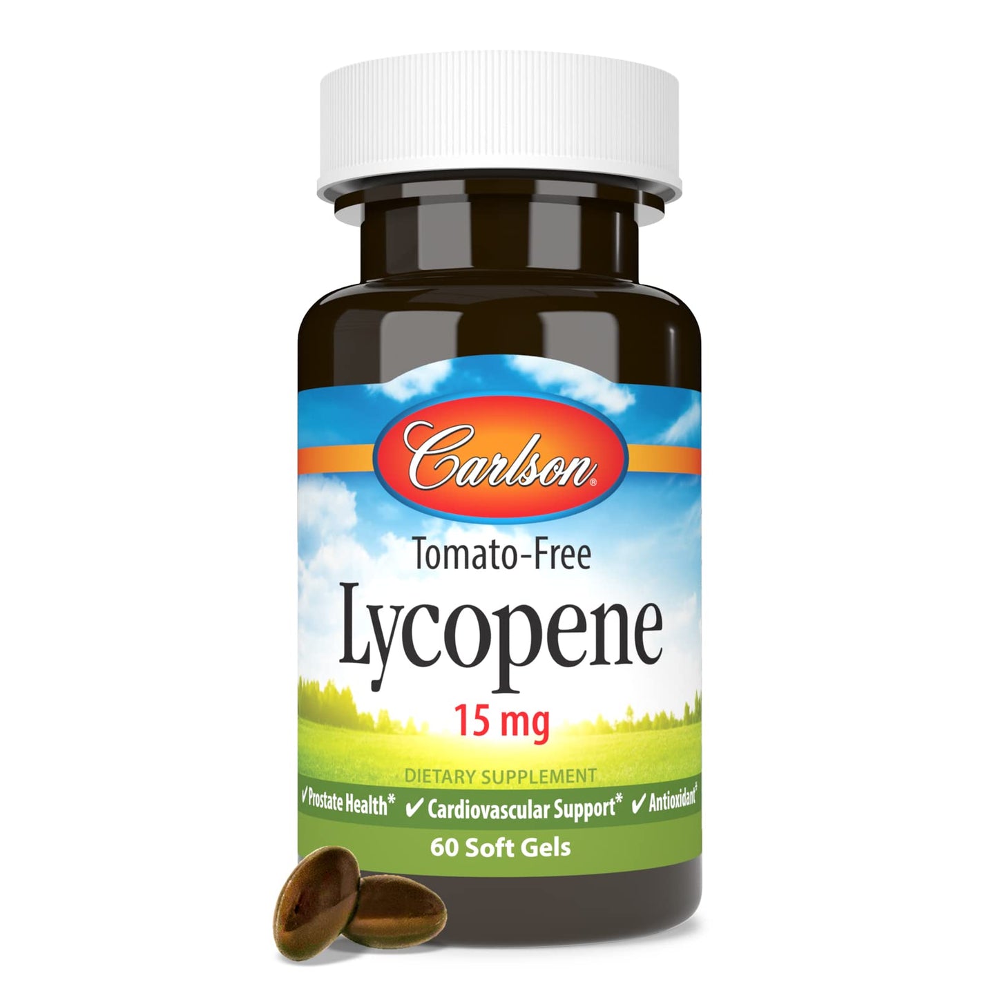 Carlson Lycopene 15 mg – Tomato-Free Prostate Health & Circulation Support (60 Softgels, Pack of 2)
