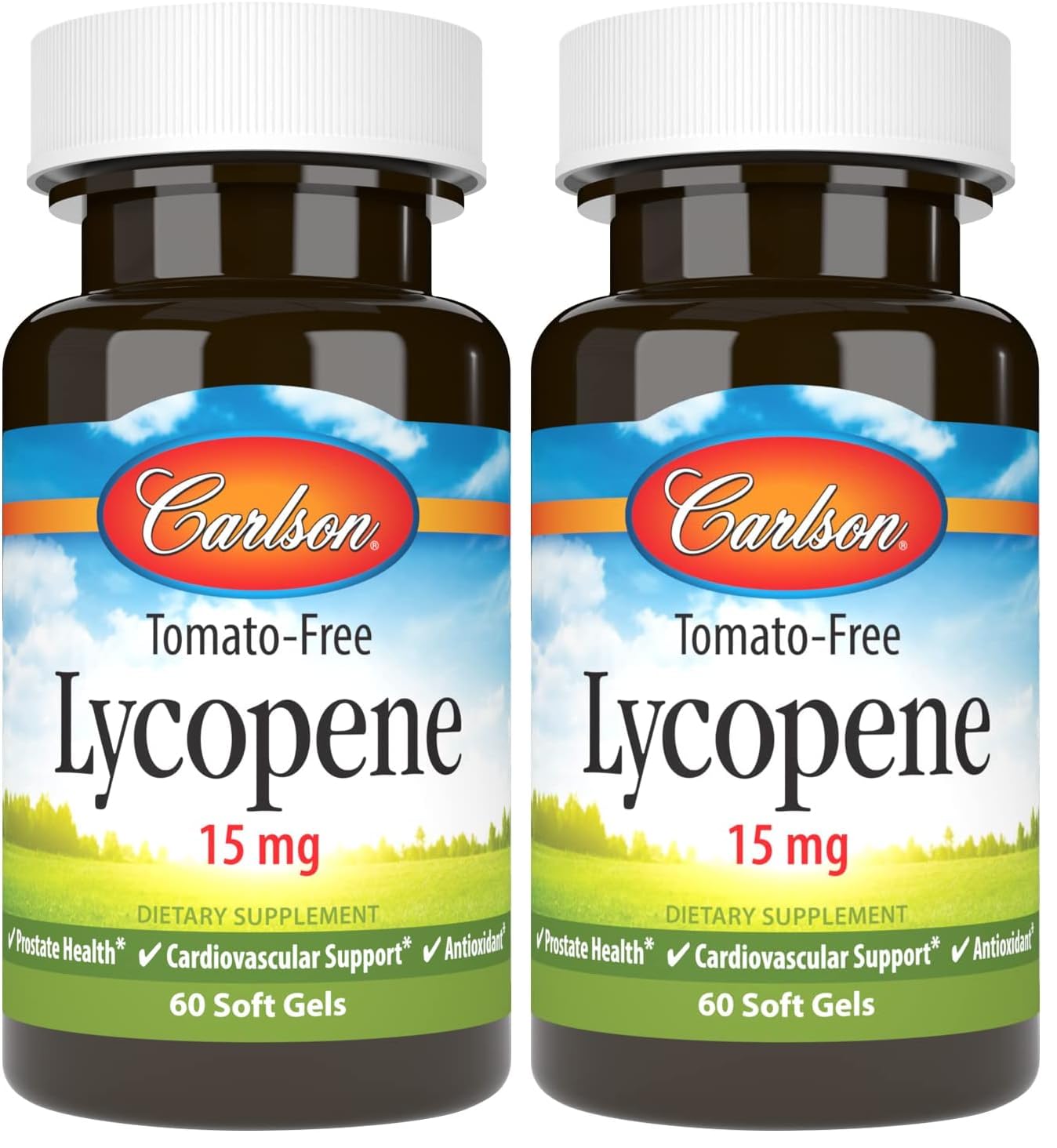 Carlson Lycopene 15 mg – Tomato-Free Prostate Health & Circulation Support (60 Softgels, Pack of 2)