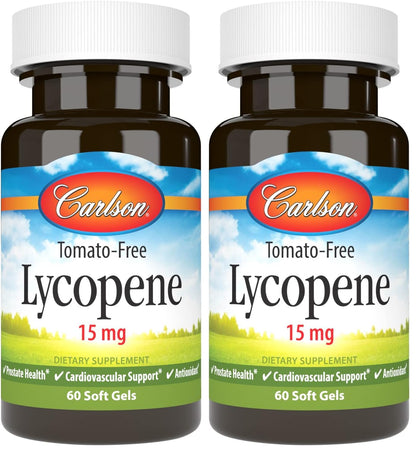 Carlson Lycopene 15 mg – Tomato-Free Prostate Health & Circulation Support (60 Softgels, Pack of 2)