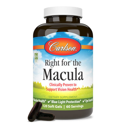 Carlson - Right for The Macula, Clinically Proven to Support Vision Health, Macular Health, Blue Light Protection & Eye Function, 120 Softgels