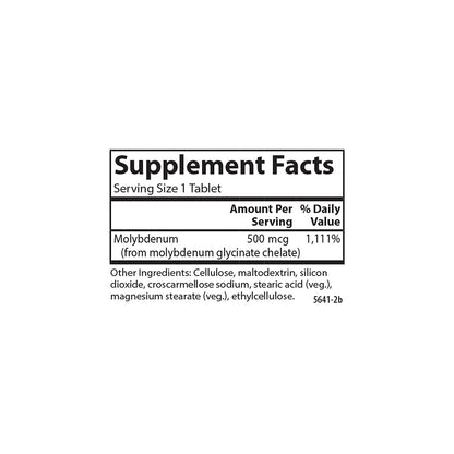 Carlson Moly-B Chelated Molybdenum – Metabolism Support & Enzyme Activation | 100 Vegetarian Tablets