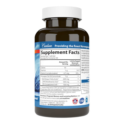 Carlson Mother's DHA 500 mg Prenatal – Fetal Development & Immune Health, 60 Softgels
