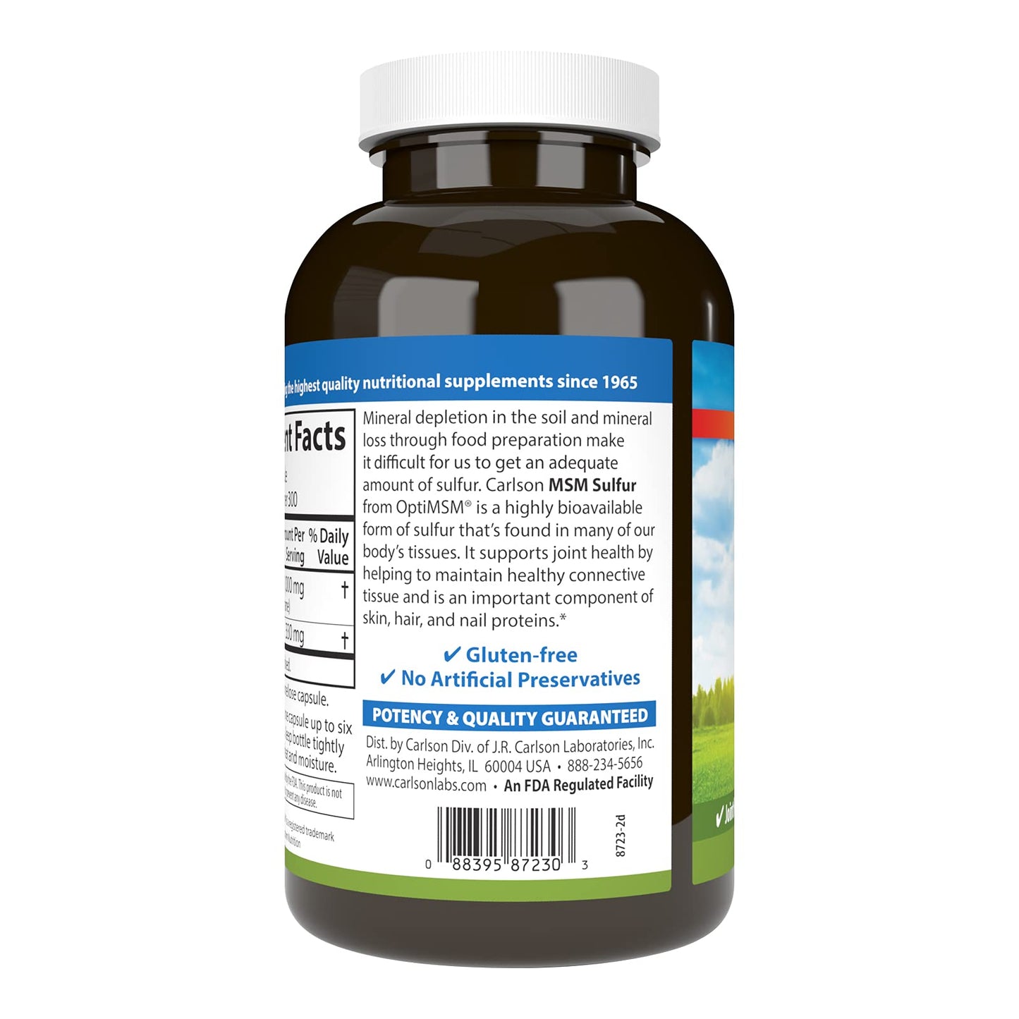 Carlson MSM Sulfur 1000 mg – Superior Bioavailability, Joint Support, Connective Tissue & Healthy Skin | 300 Vegetarian Capsules