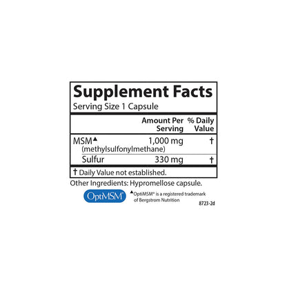 Carlson MSM Sulfur 1000 mg – Superior Bioavailability, Joint Support, Connective Tissue & Healthy Skin | 300 Vegetarian Capsules