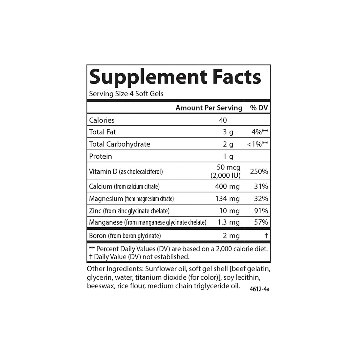 Carlson Nutra-Support Bone Calcium, Magnesium & Vitamin D3 – 180 Softgels