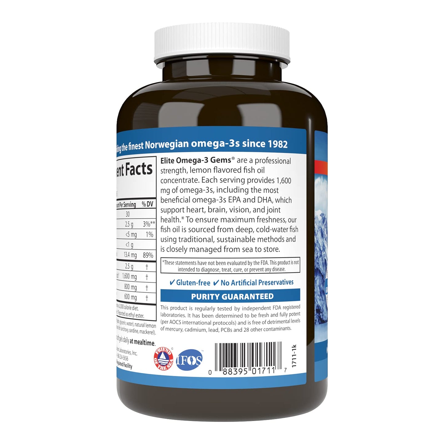Carlson Elite Omega-3 Gems – 1600 mg EPA & DHA, Wild-Caught Norwegian Fish Oil, Lemon Flavor, 90 Softgels