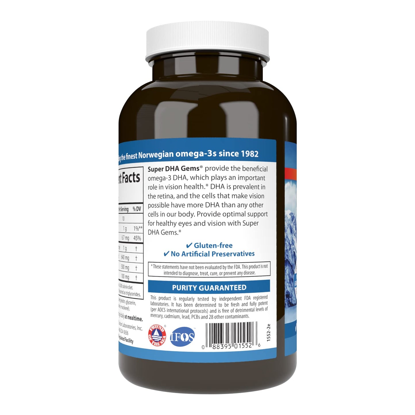 Carlson Super DHA Gems – 500 mg DHA, Wild-Caught Arctic Omega-3, 180 Softgels