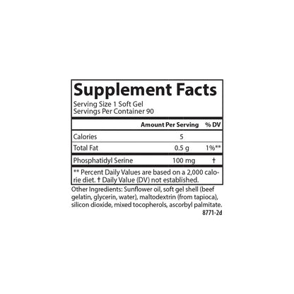 Carlson Phosphatidyl Serine 100 mg Non-GMO – Brain Function Support | 90 Softgels