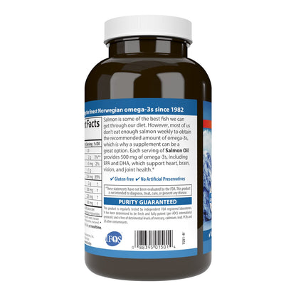 Carlson Salmon Oil 500 mg Omega-3 — Norwegian Wild-Caught, Sustainably Sourced, 180 Softgels