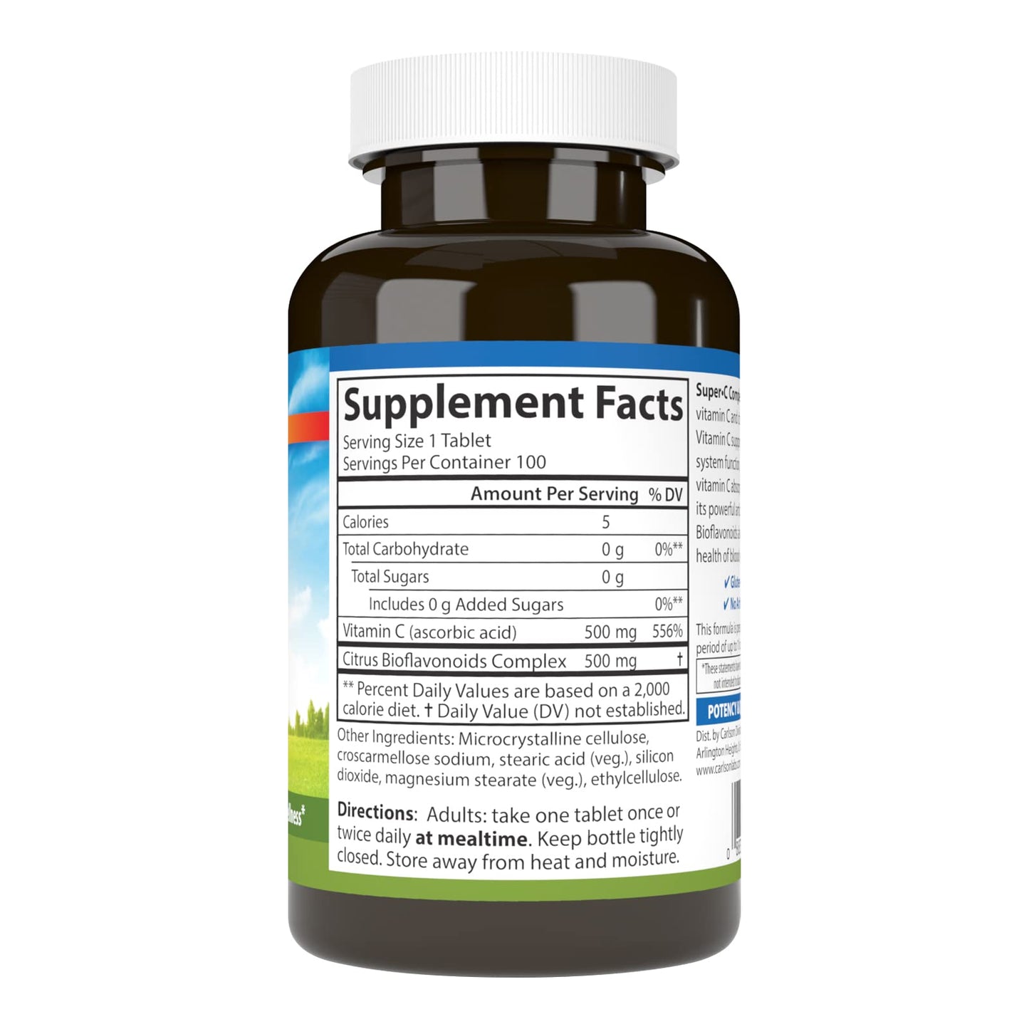 Carlson Super-C Complex Vitamin C + Bioflavonoids – Immune Support | 100 Vegetarian Tablets