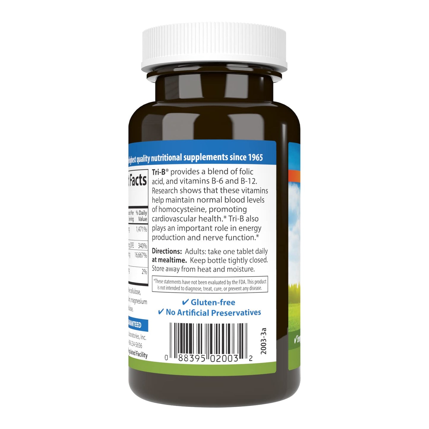 Carlson Tri-B B-Complex 360 Tablets | Vitamin B6, B12, Folic Acid