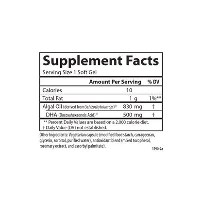 Carlson Vegetarian DHA – Plant-Based Algae-Sourced DHA (570 mg) | 30 Softgels