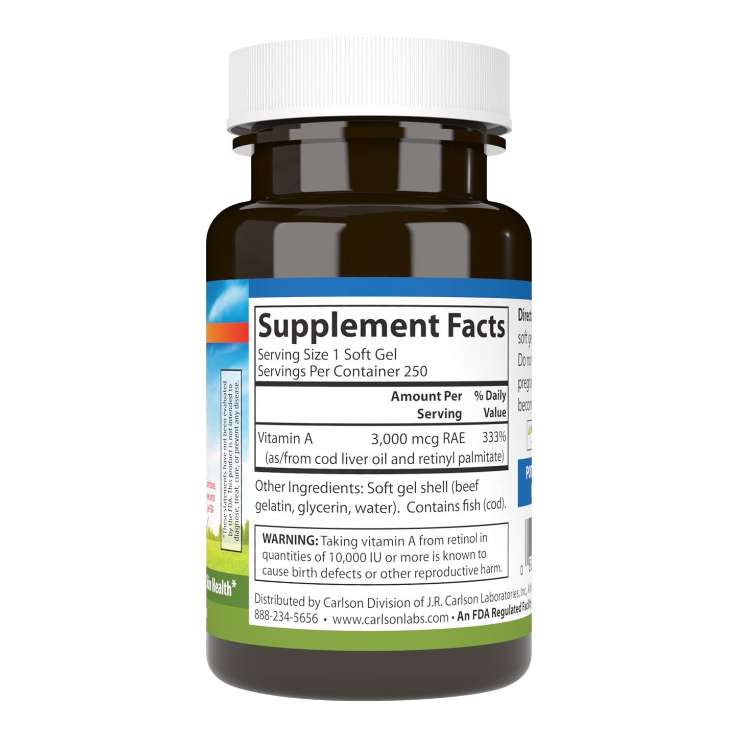 Carlson Vitamin A 10000 IU (3000 mcg RAE) Vision Health - 250 Softgels