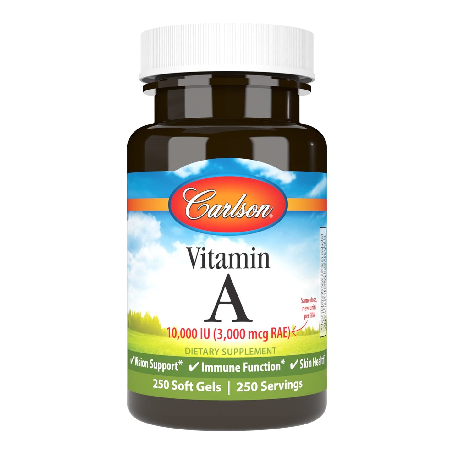 Carlson Vitamin A 10000 IU (3000 mcg RAE) Vision Health - 250 Softgels