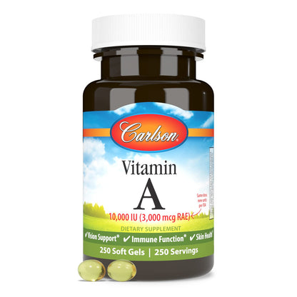 Carlson Vitamin A 10000 IU (3000 mcg RAE) Vision Health - 250 Softgels