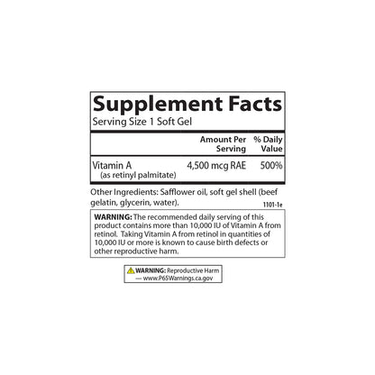 Carlson Vitamin A Palmitate 15000 IU | Vision Health & Healthy Skin | 120 Softgels
