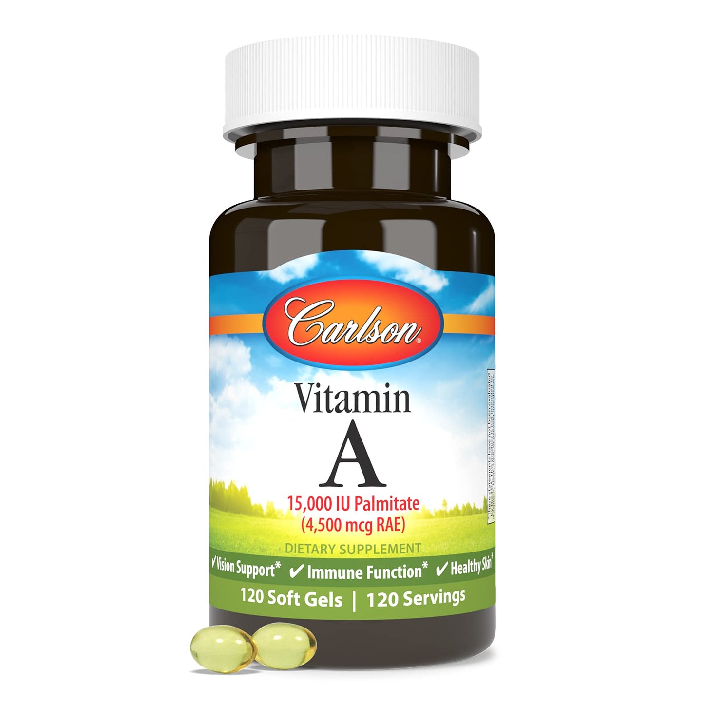 Carlson Vitamin A Palmitate 15000 IU | Vision Health & Healthy Skin | 120 Softgels
