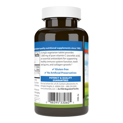 Carlson - Vitamin C 1,000 mg, 100 Count | Immune Support, Collagen & Dental Health