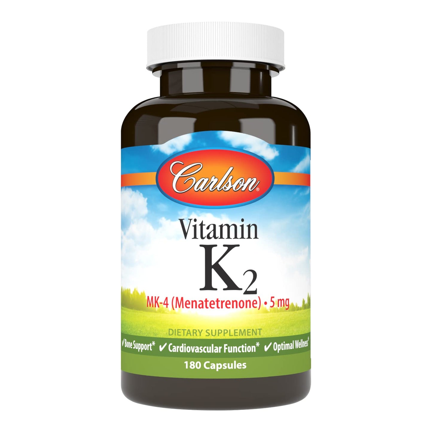 Carlson Vitamin K2 MK-4 (Menatetrenone) - Soy-Free, 180 Capsules | Bone & Heart Health