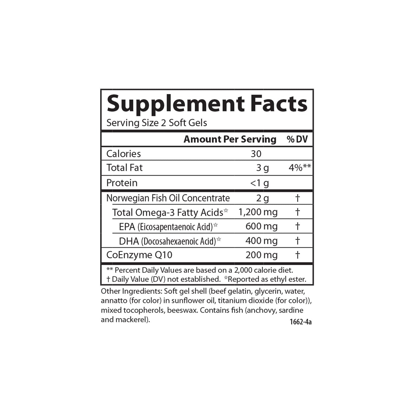 Carlson Super Omega-3 Gems + CoQ10 - 1200 mg Omega-3s, 200 mg CoQ10 | 120 Softgels