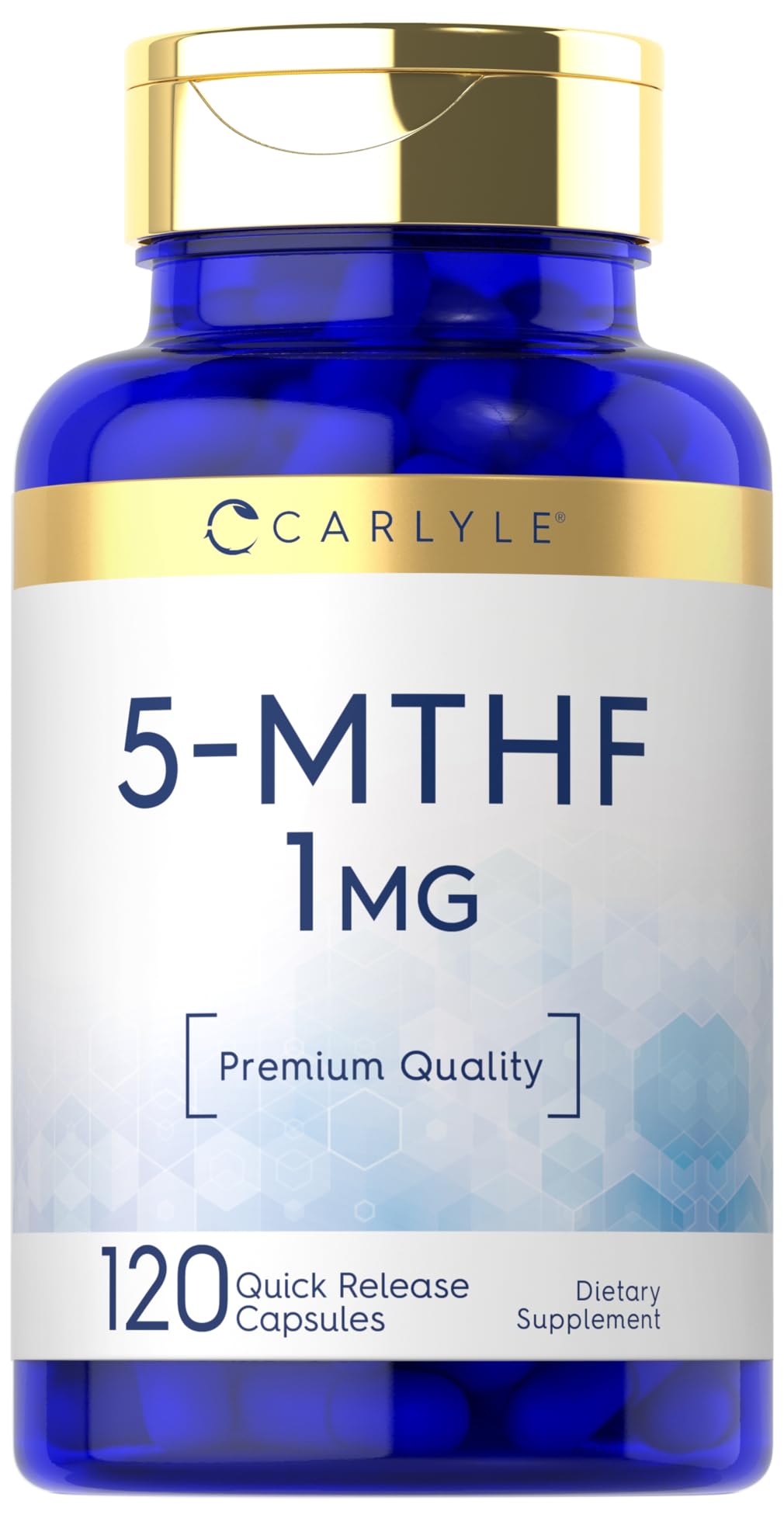 Carlyle 5-MTHF L-Methylfolate 1mg – 120 Capsules, Non-GMO & Gluten Free