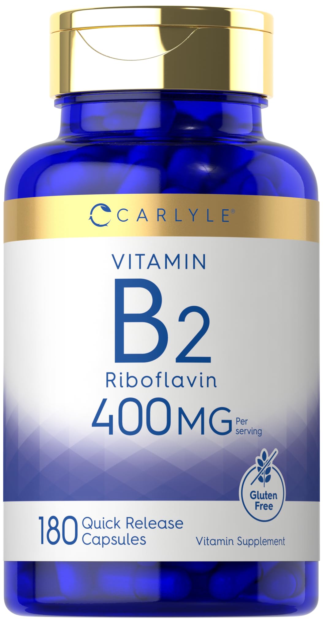 Carlyle Vitamin B-2 400mg – 180 Count – Non-GMO & Gluten Free | B2 Riboflavin Supplement