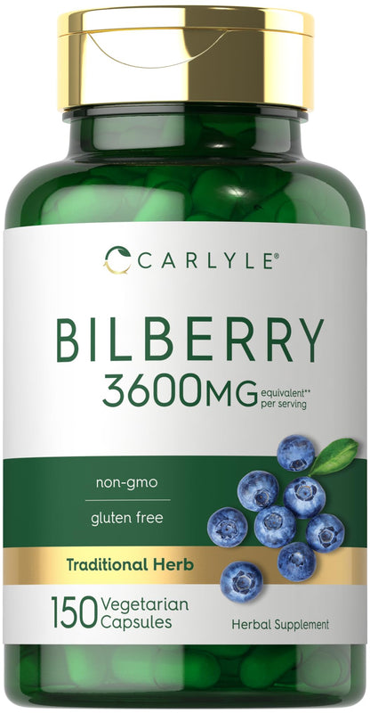 Carlyle Bilberry Extract Capsules | 3600mg, 150 Count | Vegetarian, Non-GMO, Gluten Free Fruit Supplement
